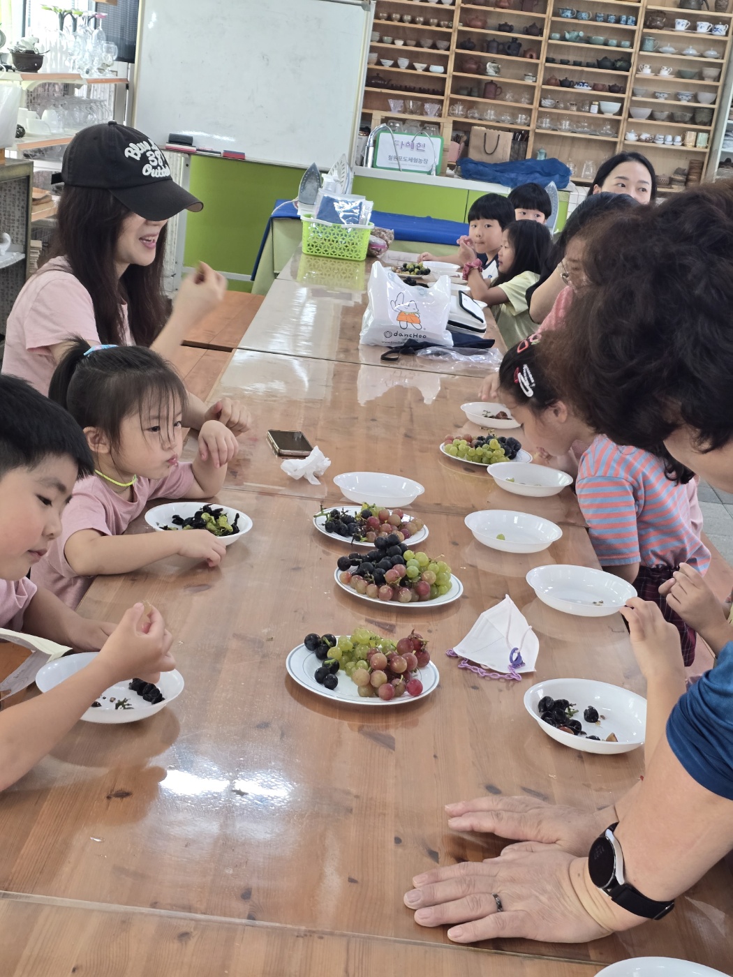 소규모 유치원 공동교육과정(포도따기, 염색하기) 사진